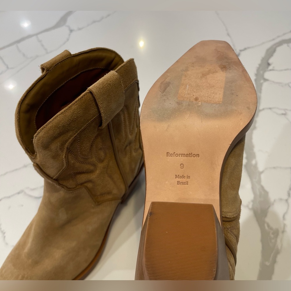 Reformation Tan Suede Western Ankle Boots - Otto - Picture 11 of 13